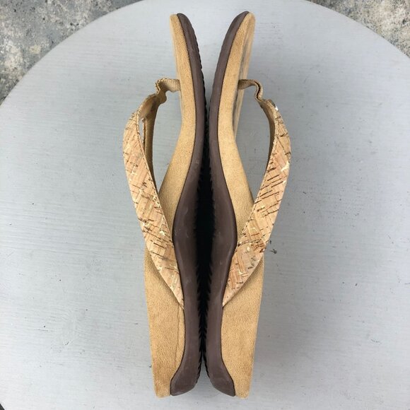 Vionic Women's Size 9 Mona Tan Cork Sole Open Toe Slip On Thong Flats Sandals - Picture 8 of 14